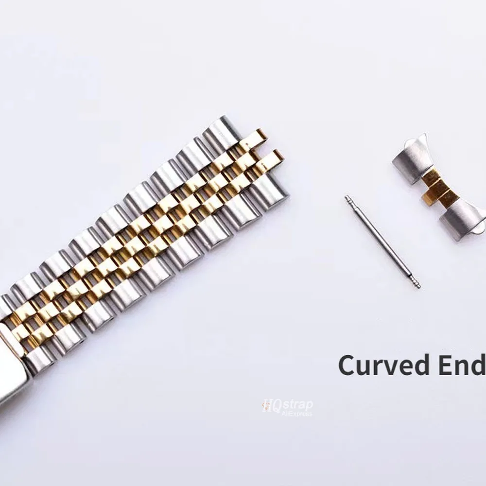 19mm 20mm Curved End Metal Strap for Rolex Watchbands Solid Stainless Steel Band Series DATEJUST Women Men Bracelet Accessories