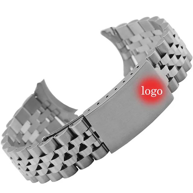 19mm 20mm Curved End Metal Strap for Rolex Watchbands Solid Stainless Steel Band Series DATEJUST Women Men Bracelet Accessories
