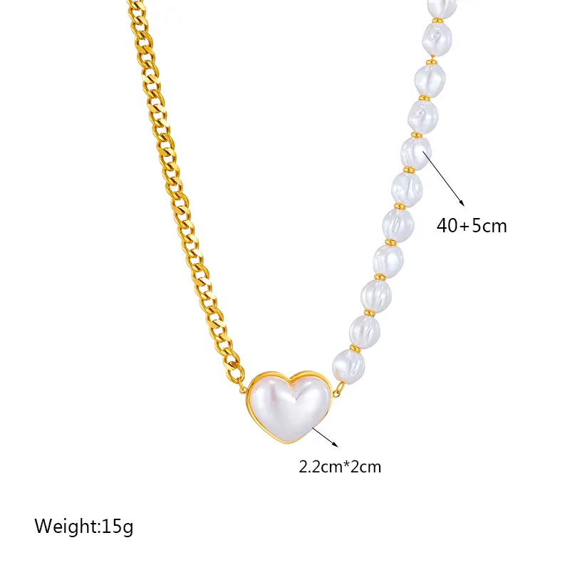 DIEYURO 316L Stainless Steel Pearl Heart Butterfly Green Stone Pendant Necklace For Women Vintage Girls Chain Jewelry GiftsProdu