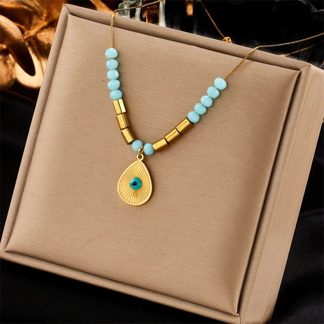 DIEYURO 316L Stainless Steel Pearl Heart Butterfly Green Stone Pendant Necklace For Women Vintage Girls Chain Jewelry GiftsProdu