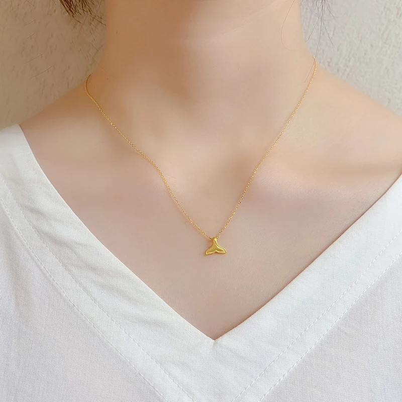 999 Pure Gold Pendant Necklace Real 24K Gold Fish Tail Pendant for Women Fine Jewelry Wedding Gift