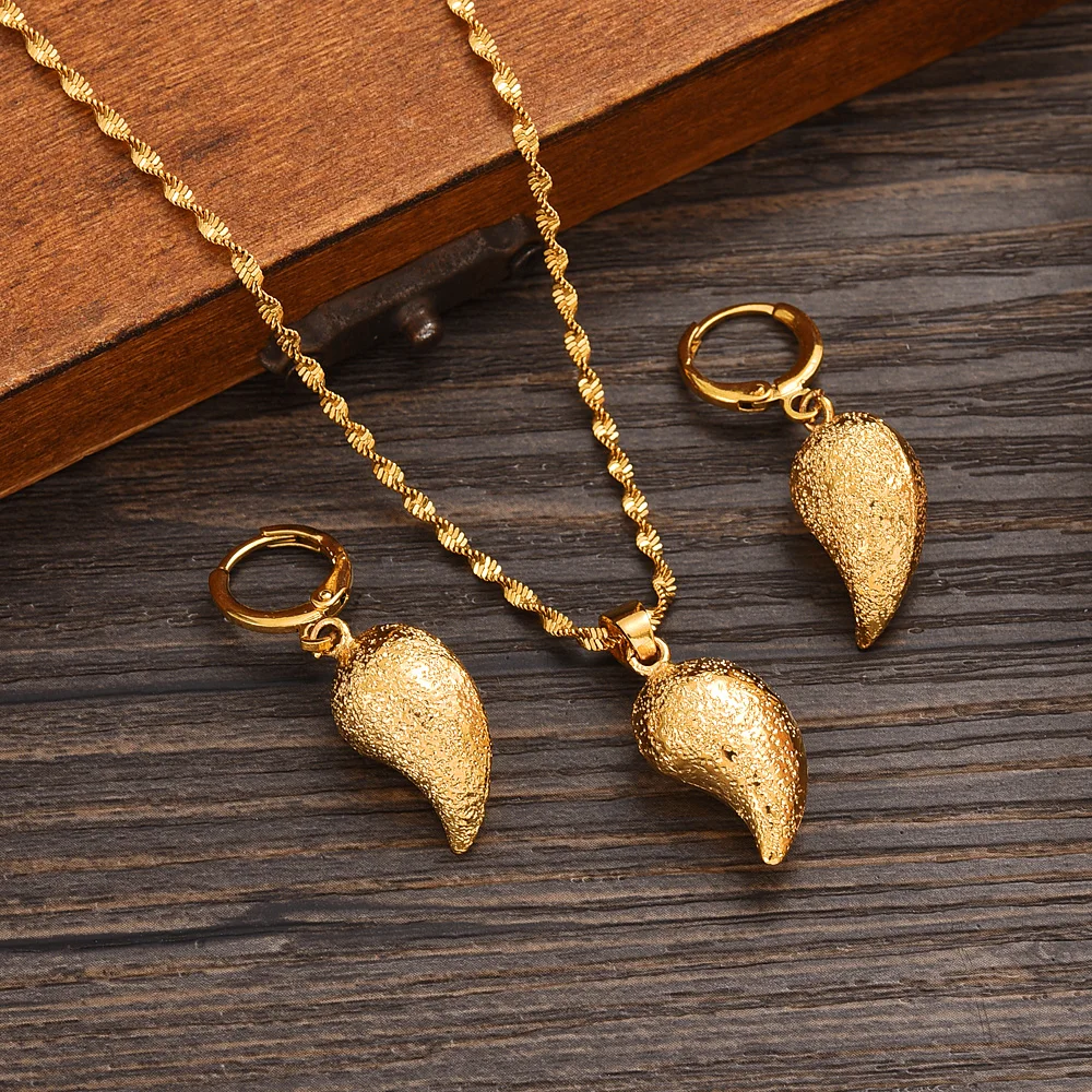 24k Gold Plated Africa dubai India Jewelry Necklace pendant Earrings wedding Birthday Party Jewelry Sets For Women Girl Gifts