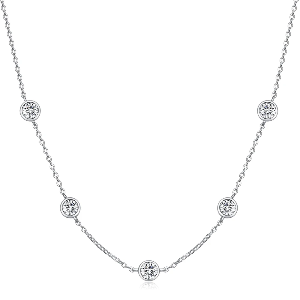 5mm 5 Stones Bubble Moissanite Necklace Certified Original 18k Gold Plated 925 Silver Diamond Choker Chain for Women Jewelry GRA