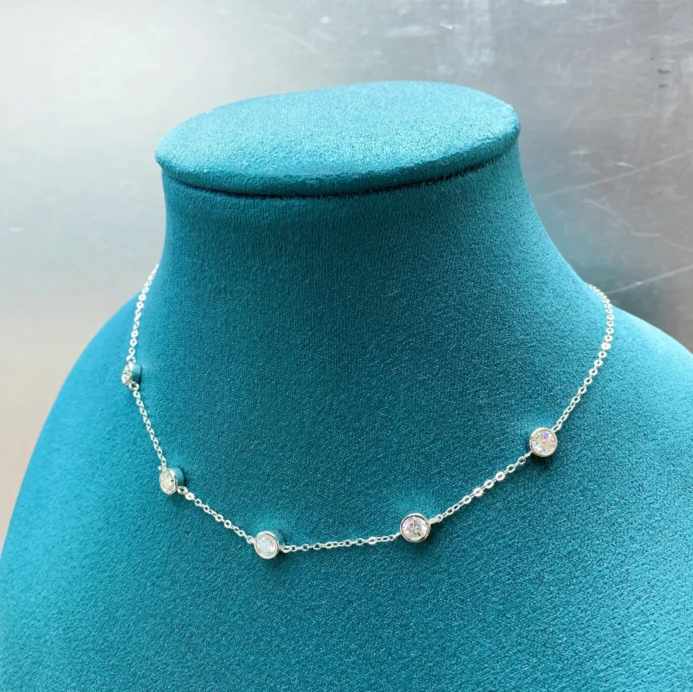 5mm 5 Stones Bubble Moissanite Necklace Certified Original 18k Gold Plated 925 Silver Diamond Choker Chain for Women Jewelry GRA
