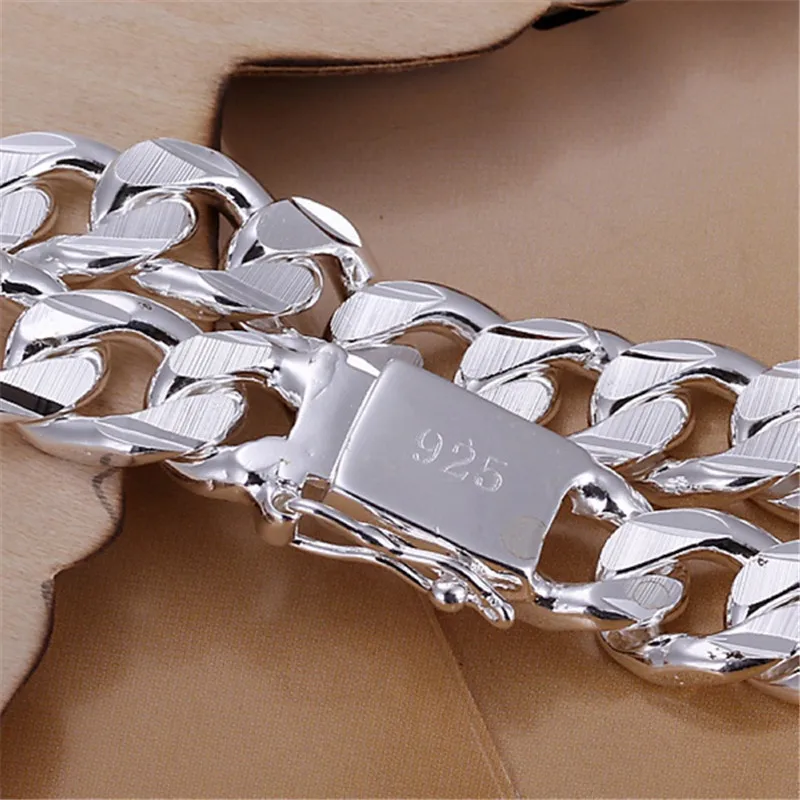 High Quality Fashion Hot Sale 925 Sterling Silver Bracelets Charm 10MM Chain Men Women Wedding Jewelry Gift