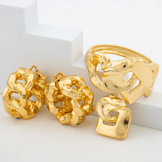 2024 Trend Jewelry Set for Women Dangle Earrings and Bangle Ring Weddings Bride Jewelry Set Engagement Party Earrings Accessory