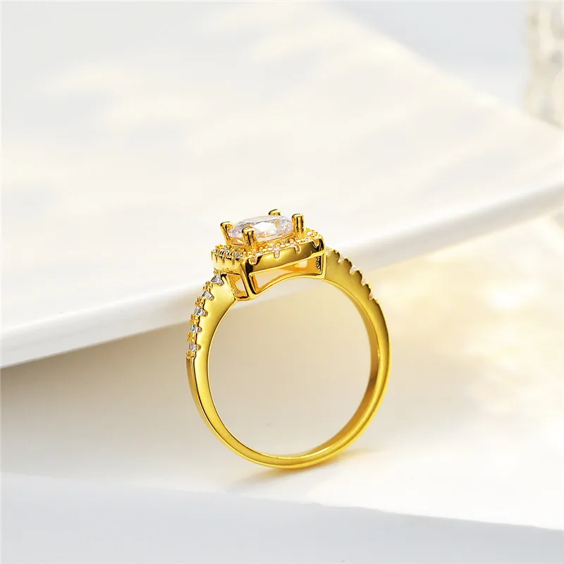 100% Real 1 Carat Moissanite 925 Sterling Silver 18K Gold Ring Pass Diamond Test GRA Jewelry Women's Gold Rings