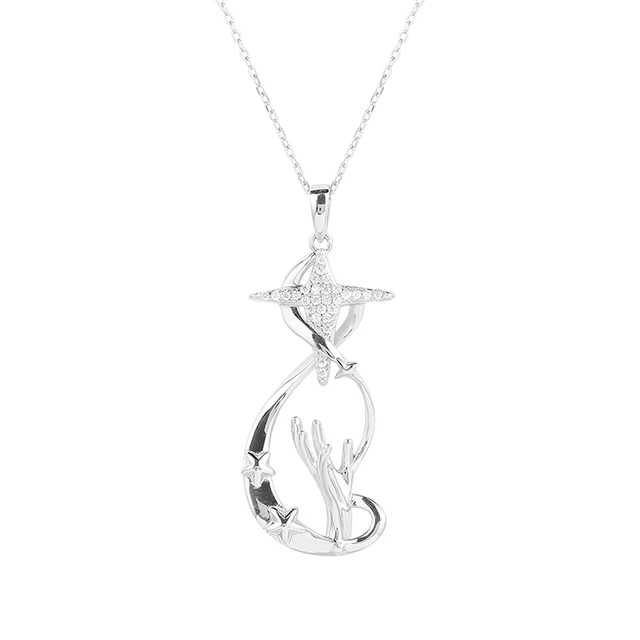 HAIKE S925 Sterling Silver Necklace Original Wishing Star Element Neckchain Fashion Personality Versatile Cross Collar for Women