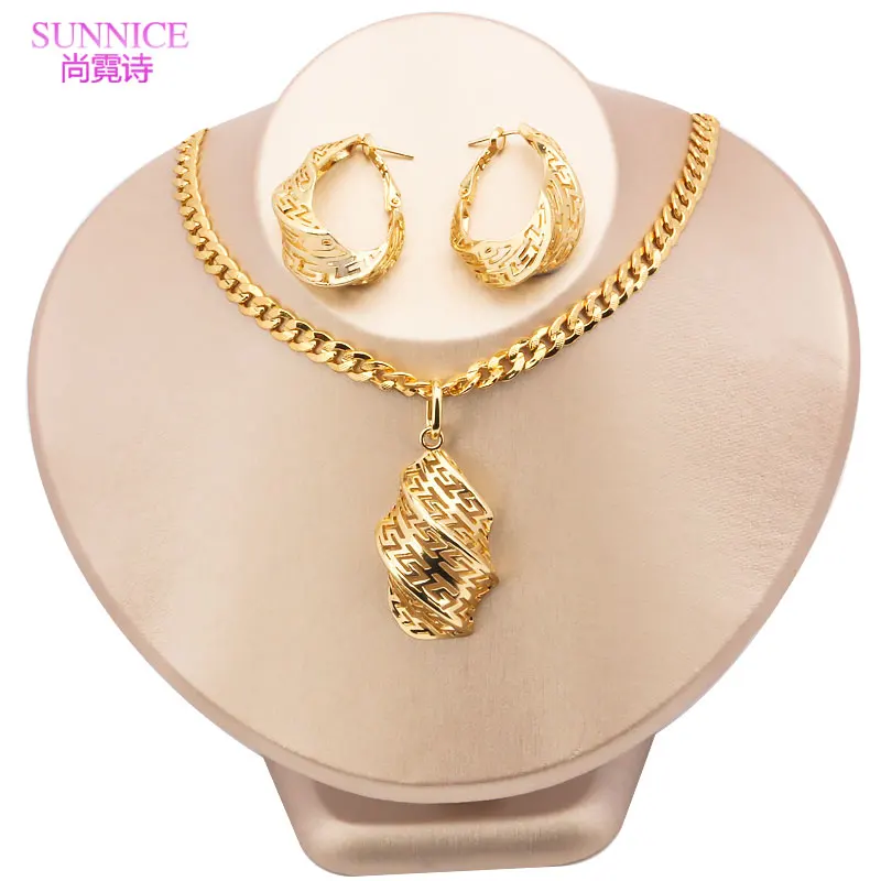 18k Gold Plated Jewelry Set Dubai for Women Wedding Jewellery Sets Bride Necklace and Earrings African Luxury Free ShippingProdu