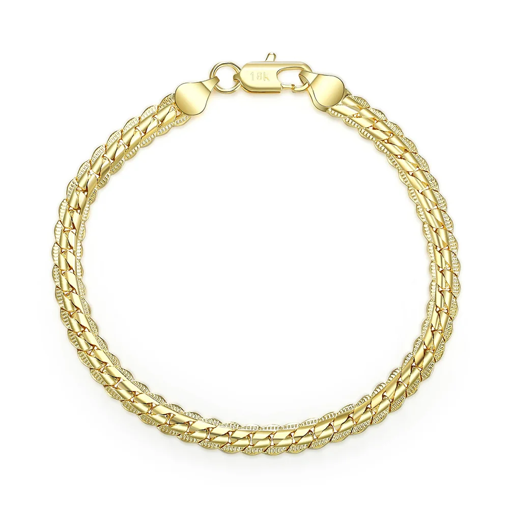 8 Inch 925 Silver/18k Gold Bracelet 5MM Side Chain Bracelet For Woman Man Fashion Wedding Jewelry Gift