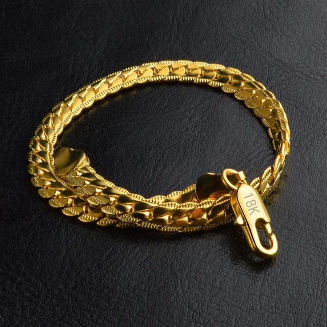 8 Inch 925 Silver/18k Gold Bracelet 5MM Side Chain Bracelet For Woman Man Fashion Wedding Jewelry Gift