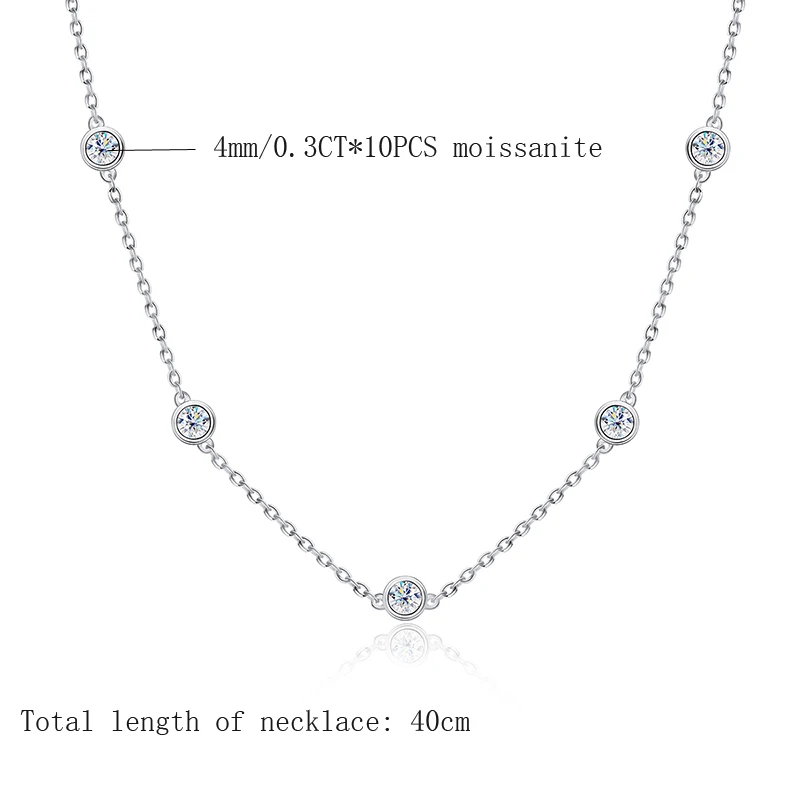 OEVAS 100% 925 Sterling Silver 3CT Sparkling Moissanite For Women 40cm Chains Necklace Top Quality Elegant Charm Fine Jewelry