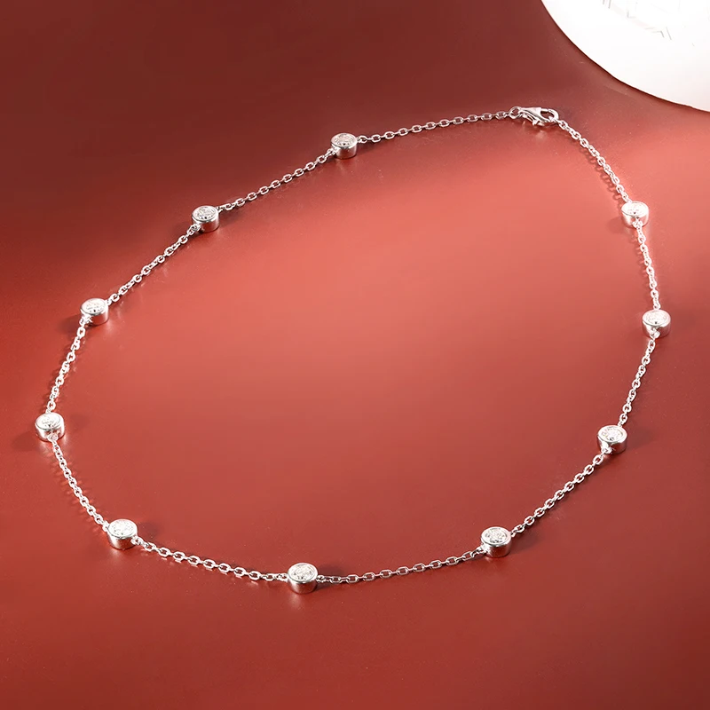 OEVAS 100% 925 Sterling Silver 3CT Sparkling Moissanite For Women 40cm Chains Necklace Top Quality Elegant Charm Fine Jewelry