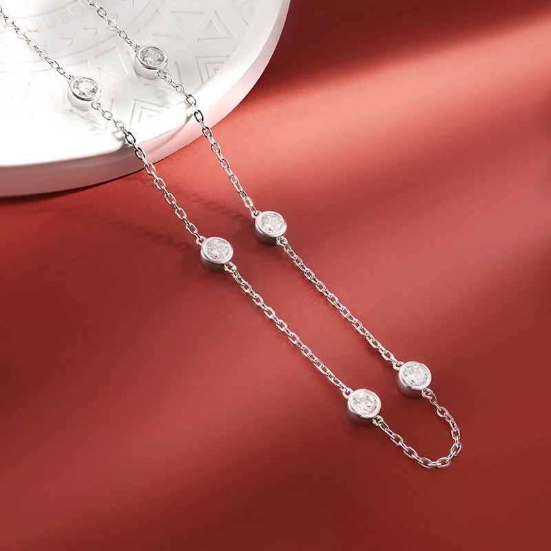 OEVAS 100% 925 Sterling Silver 3CT Sparkling Moissanite For Women 40cm Chains Necklace Top Quality Elegant Charm Fine Jewelry