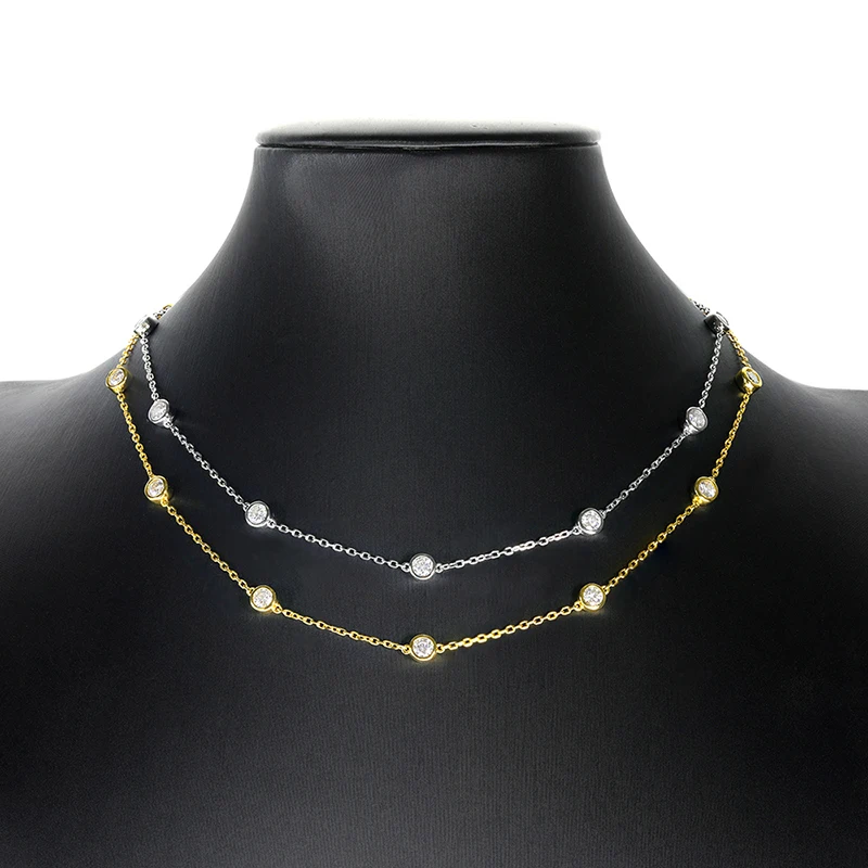 OEVAS 100% 925 Sterling Silver 3CT Sparkling Moissanite For Women 40cm Chains Necklace Top Quality Elegant Charm Fine Jewelry