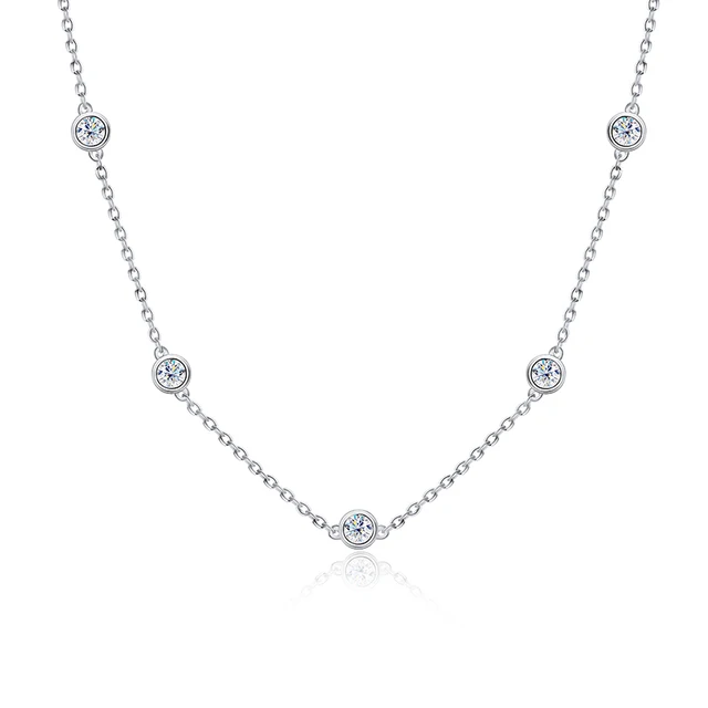 OEVAS 100% 925 Sterling Silver 3CT Sparkling Moissanite For Women 40cm Chains Necklace Top Quality Elegant Charm Fine Jewelry