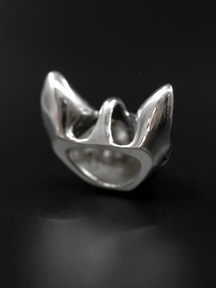 MengG Real S925 Sterling Silver Necklace Sphinx Cat Pendant Inlay Moon Stone Hairless Cat Original Design Jewelry Handmade Gift