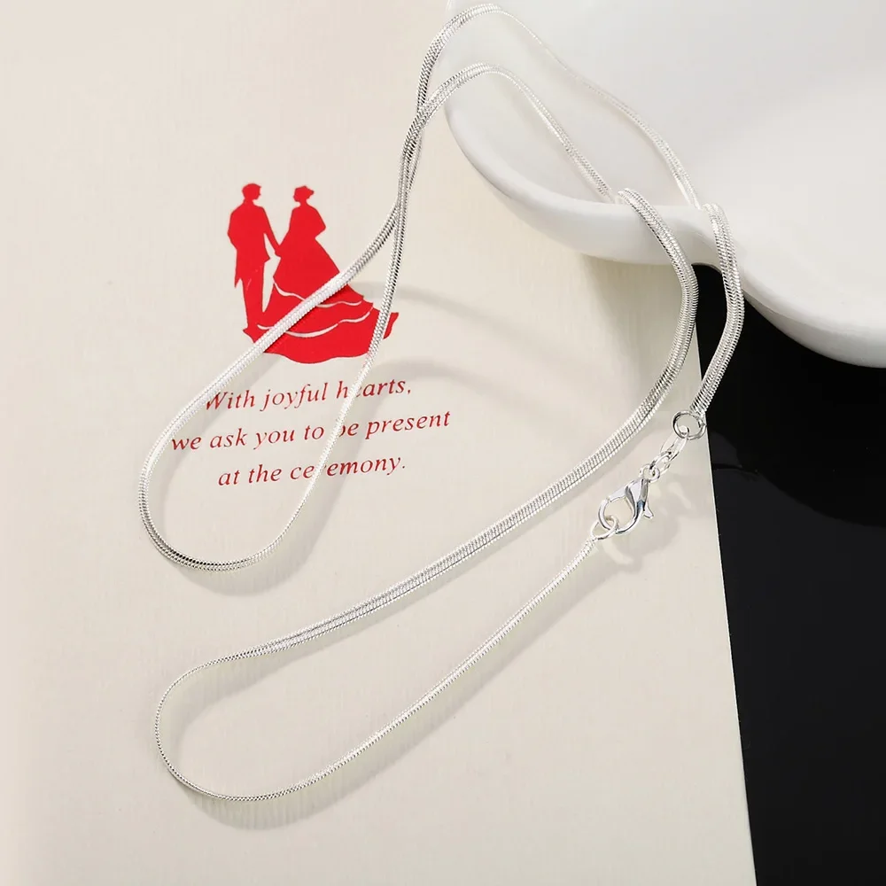 40-75cm Length 925 Sterling Silver Necklace 2MM Charms Wedding Party Flat Snake Chain  Cute for Women Men Fashion Fit Pendant