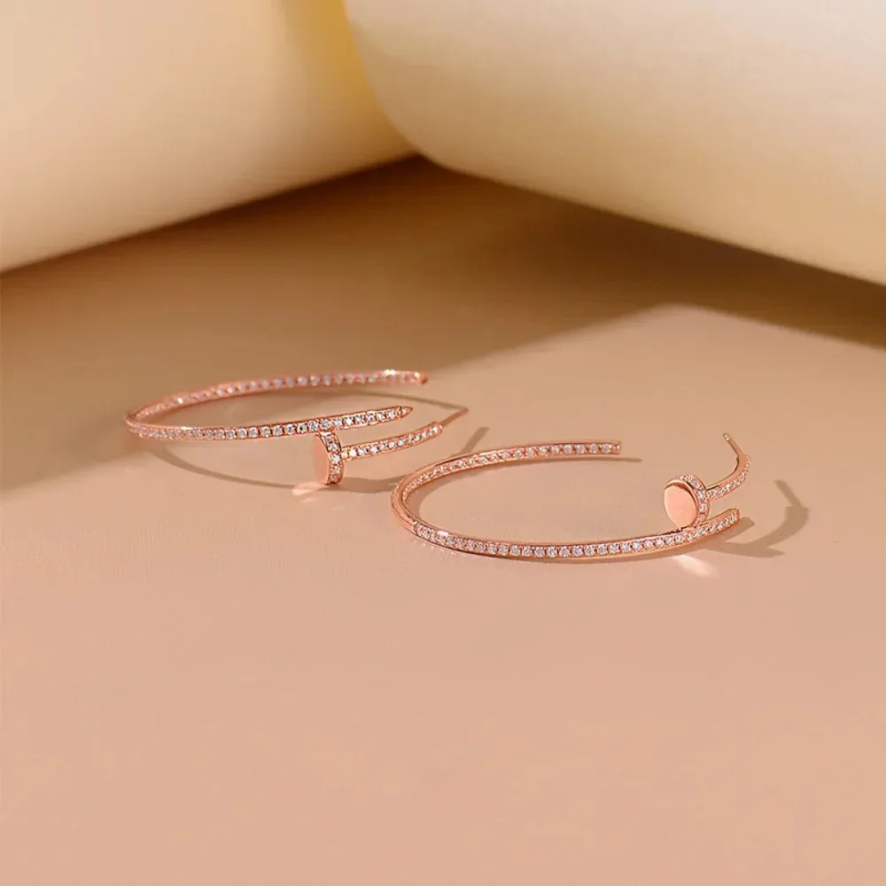 2023 New Moissanite Earrings 18K White Gold Plated Real 925 Sterling Silver Hoop Earrings for Women D Color VVS1 Fine Jewelry