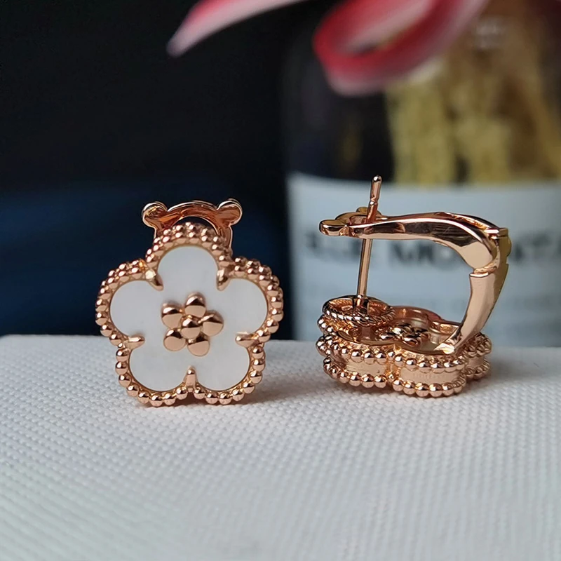 Hot Sale Summer Holiday Sweet Flower Blossom Earrings Pop Luxury Brand Jewelry Ladies Good Quality Ear Beat Banquet Party Gift