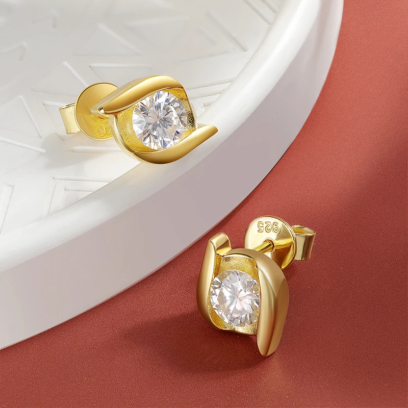 OEVAS Real 1 Carat D Color Moissanite Stud Earrings For Women Top Quality 100% 925 Sterling Silver Sparkling Wedding Jewelry Hot