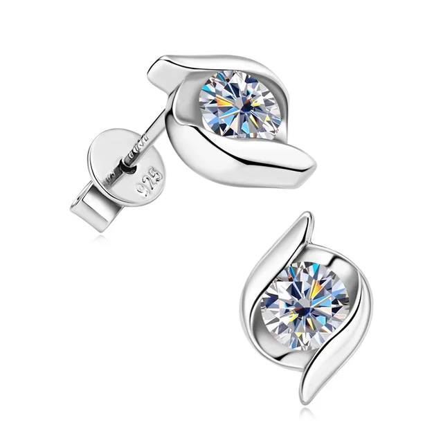 OEVAS Real 1 Carat D Color Moissanite Stud Earrings For Women Top Quality 100% 925 Sterling Silver Sparkling Wedding Jewelry Hot