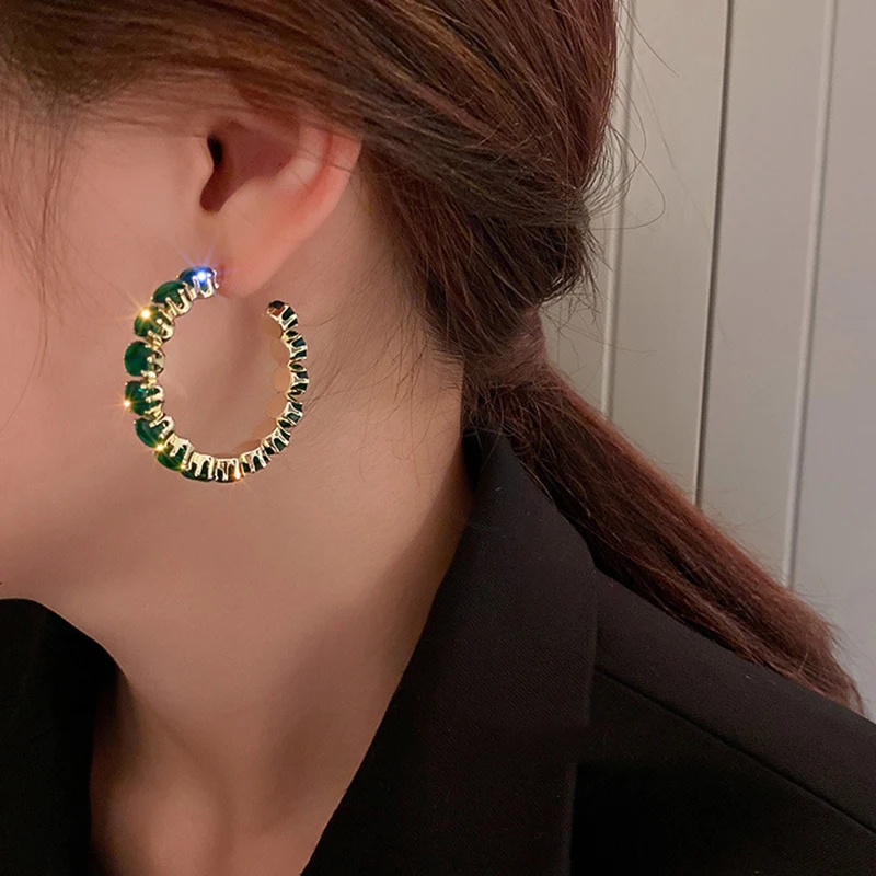 UILZ Luxury CZ Hoop Earrings Square Zircon Crystal Earring for Women Engagement Party Statement Jewelry
