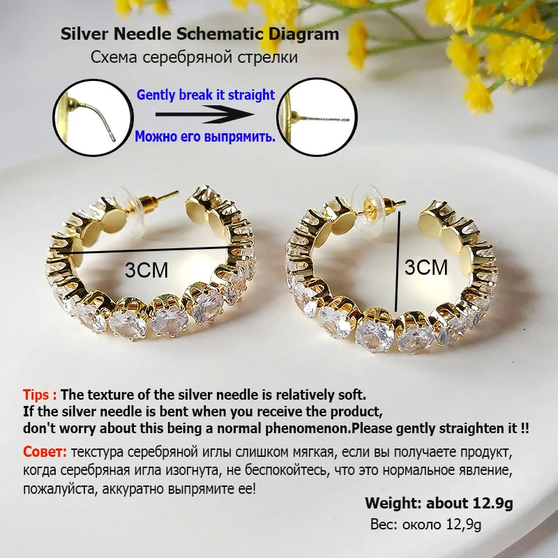 UILZ Luxury CZ Hoop Earrings Square Zircon Crystal Earring for Women Engagement Party Statement Jewelry