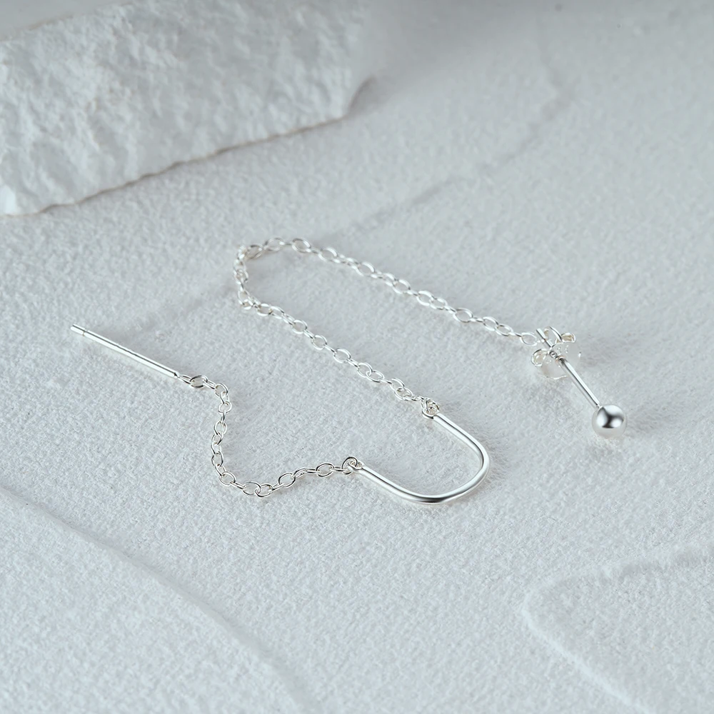 Aide 925 Sterling Silver Zircon Chain Tassel Ball Stud Drop Earrings For Women 18K Gold Simple Thin Fine Jewelry Party Gift