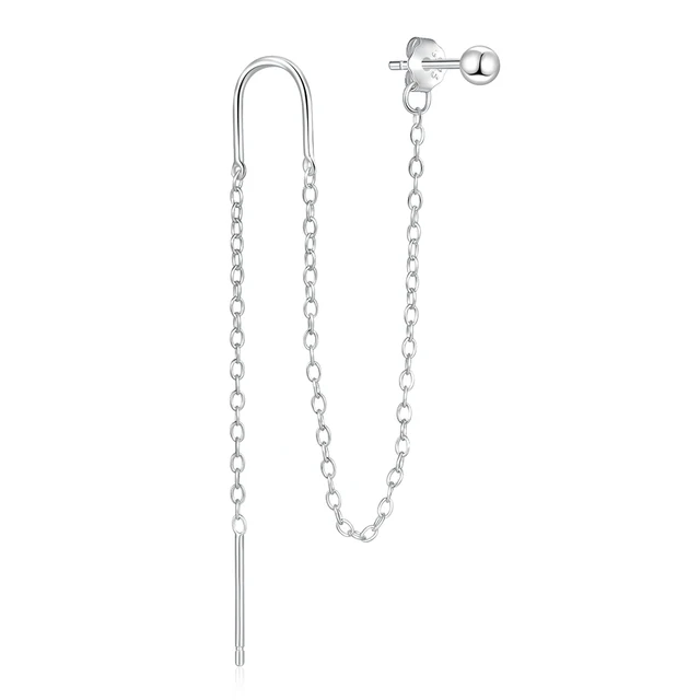 Aide 925 Sterling Silver Zircon Chain Tassel Ball Stud Drop Earrings For Women 18K Gold Simple Thin Fine Jewelry Party Gift