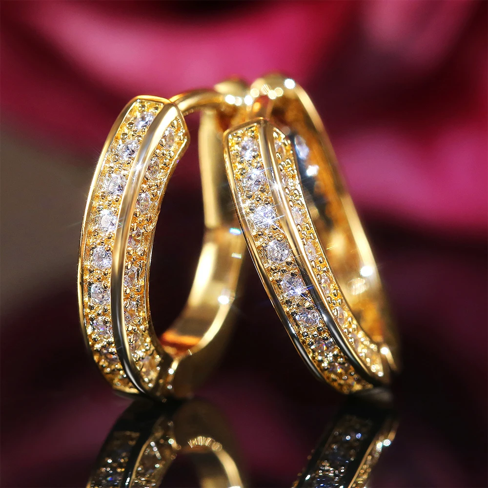 Huitan Trendy Small Hoop Earrings for Women Three Colors Available Micro Paved CZ Anniversary Birthday Nice Gift Daily Accessory