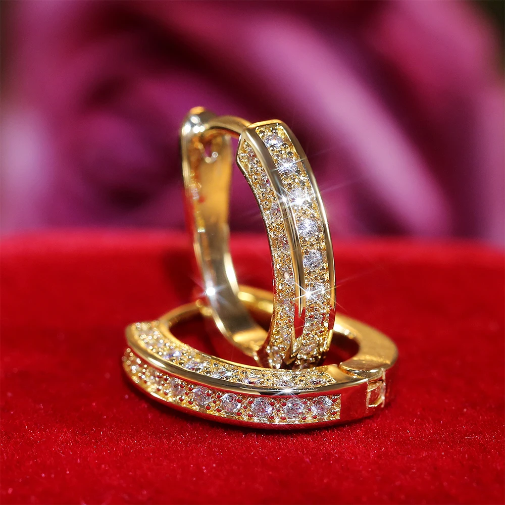 Huitan Trendy Small Hoop Earrings for Women Three Colors Available Micro Paved CZ Anniversary Birthday Nice Gift Daily Accessory