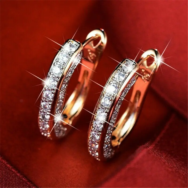 Huitan Trendy Small Hoop Earrings for Women Three Colors Available Micro Paved CZ Anniversary Birthday Nice Gift Daily Accessory