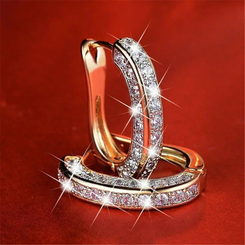 Huitan Trendy Small Hoop Earrings for Women Three Colors Available Micro Paved CZ Anniversary Birthday Nice Gift Daily Accessory