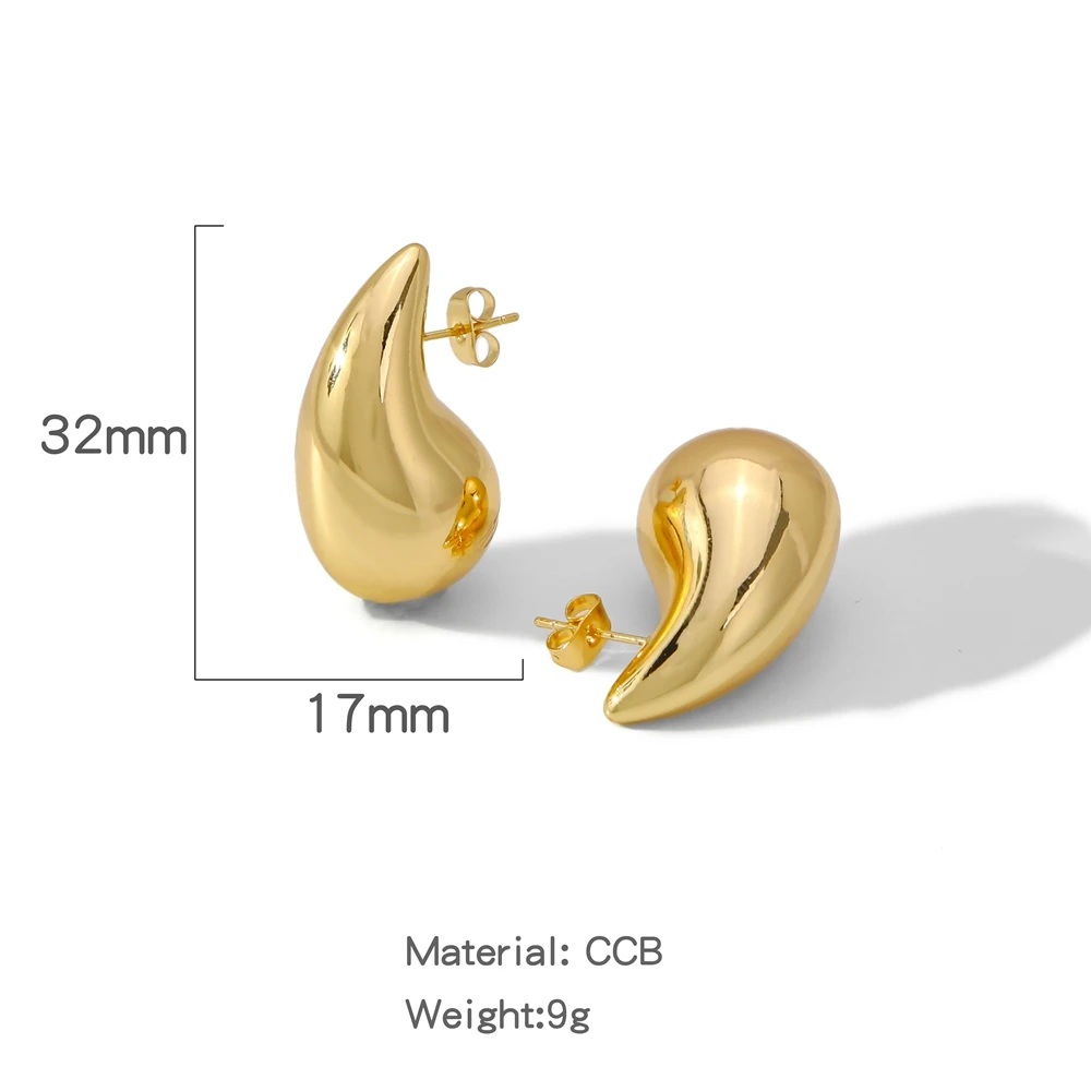 SGMAN Stainless Steel Dome Water Drop Earring for Women Vintage Glossy Gold Color Teardrop Hoops Earrings Party Jewelry Gifts