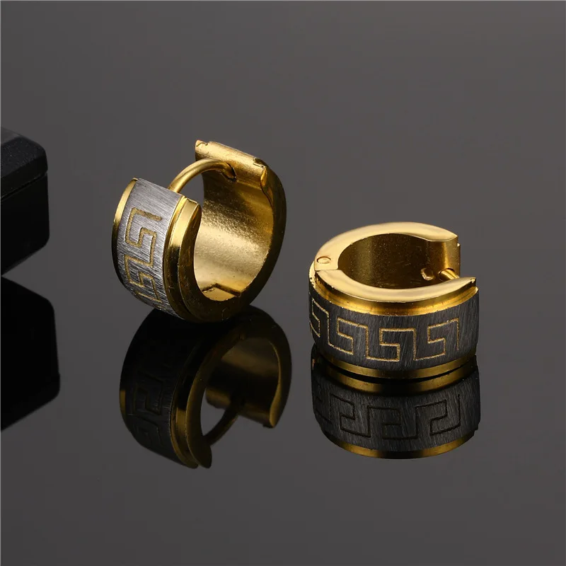 Western Fashion Stainless Steel Earring Popular The Great Wall Design Earrings For Men Women Jewelry