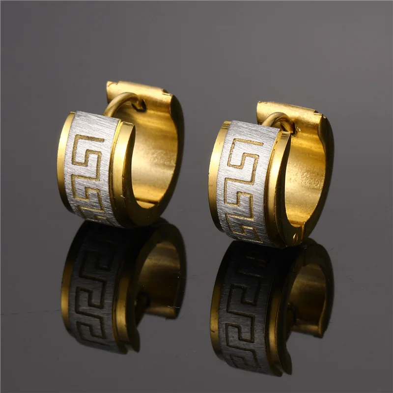 Western Fashion Stainless Steel Earring Popular The Great Wall Design Earrings For Men Women Jewelry