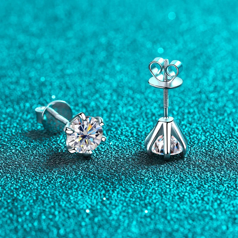 KNOBSPIN 1ct Moissanite Earrings for Women Wedding Fine Jewelry with GRA s925 Sterling Sliver Plated 18k White Gold Stud Earring