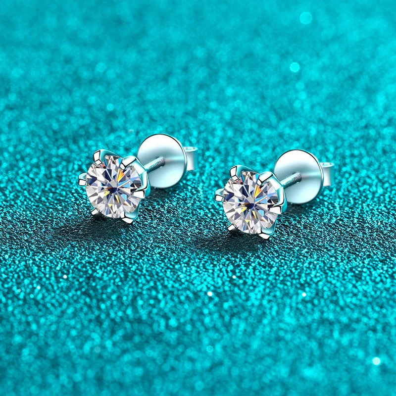 KNOBSPIN 1ct Moissanite Earrings for Women Wedding Fine Jewelry with GRA s925 Sterling Sliver Plated 18k White Gold Stud Earring