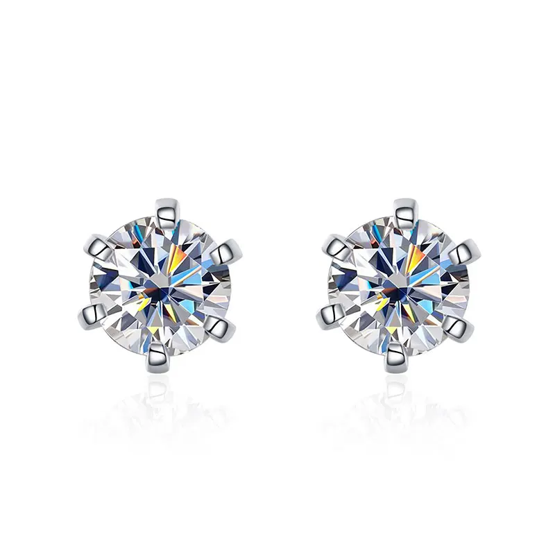 KNOBSPIN 1ct Moissanite Earrings for Women Wedding Fine Jewelry with GRA s925 Sterling Sliver Plated 18k White Gold Stud Earring
