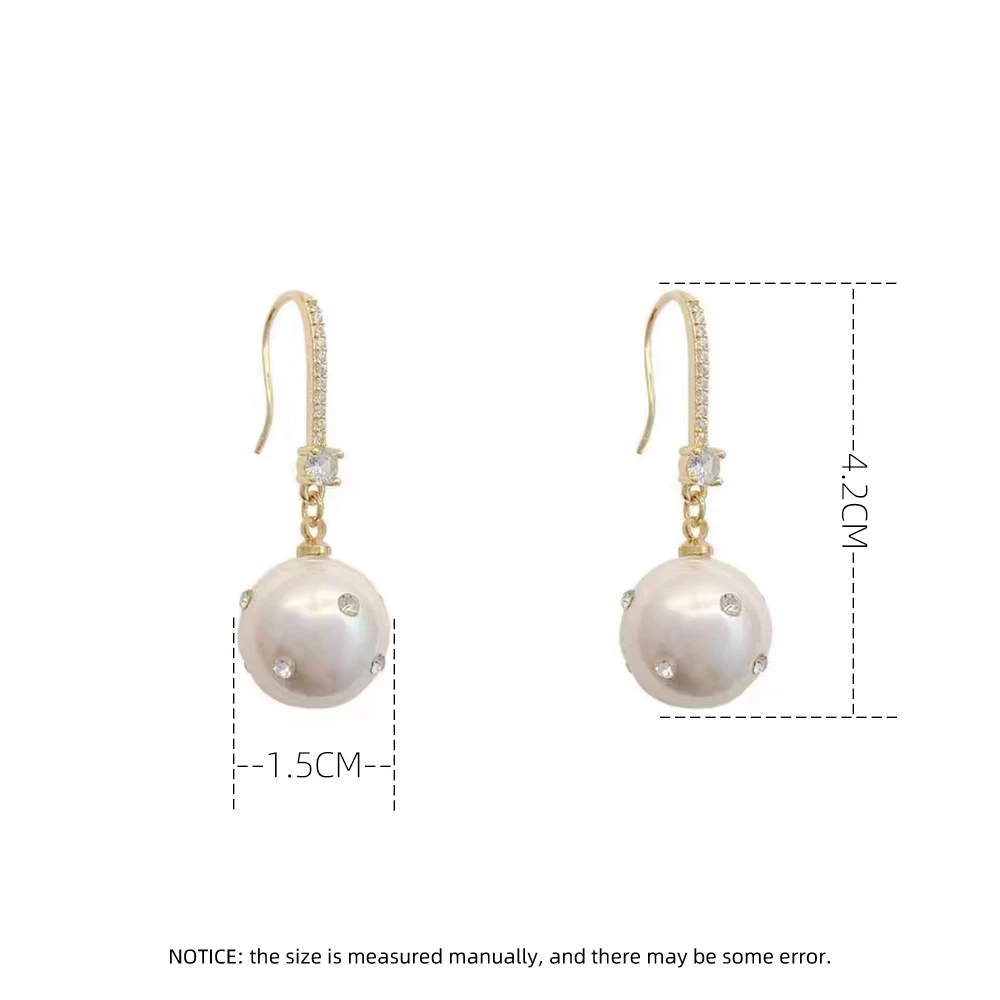 Elegant Micro Zircon Setting Simulated Pearl Long Dangle Earrings For Women Advanced Design Gold Color Young Girls Jewelry N778