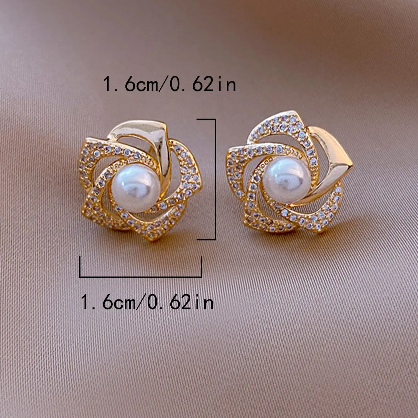 Korean Exquisite Pearl Flower Stud Earrings For Women Full Rhinestone Flower Earrings Girls Wedding Party Fashion Jewelry Gifts