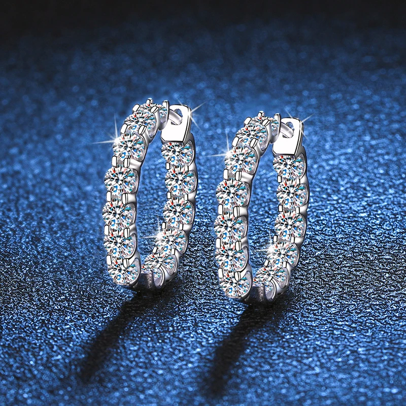 KNOBSPIN 2.6ct D Color Moissanite Earring 925 Sterling Sliver Plated White Gold Hoop Earring for Women Wedding Party JewelryProd