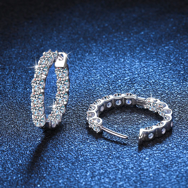 KNOBSPIN 2.6ct D Color Moissanite Earring 925 Sterling Sliver Plated White Gold Hoop Earring for Women Wedding Party JewelryProd