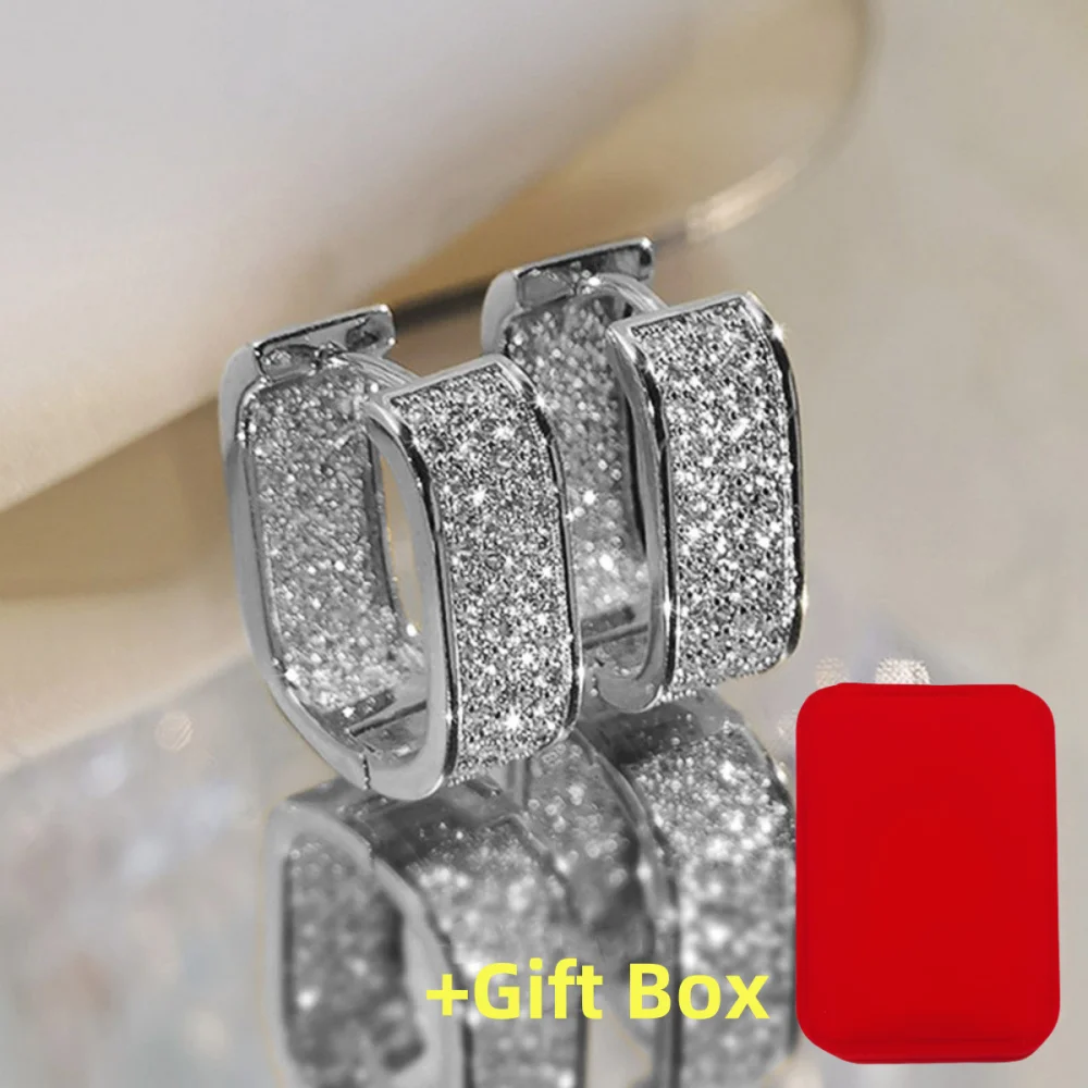 Sparkling Zirconia Square Earrings for Women Luxury Designers with High Sense Wedding Party Jewelry Gifts New Style