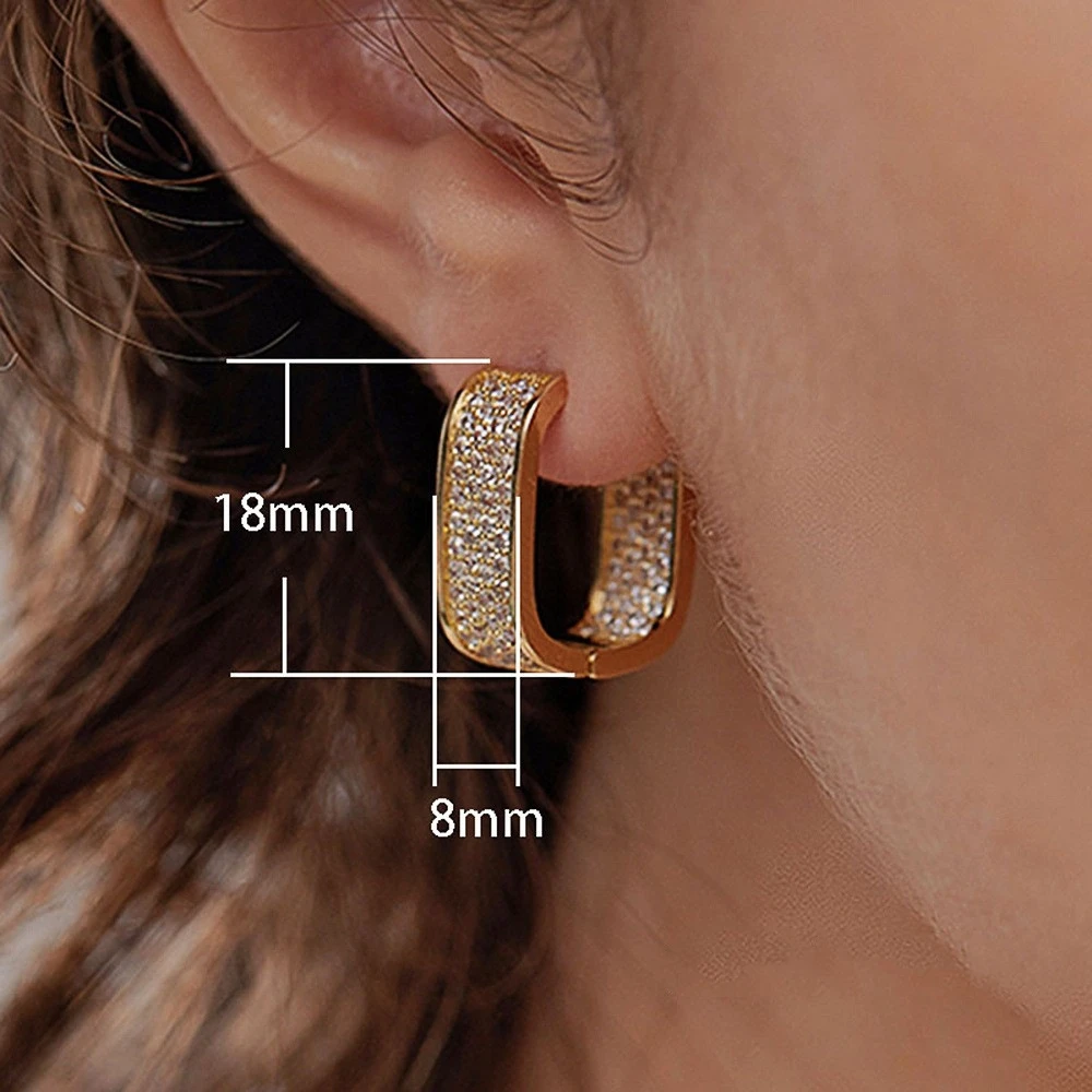 Sparkling Zirconia Square Earrings for Women Luxury Designers with High Sense Wedding Party Jewelry Gifts New Style