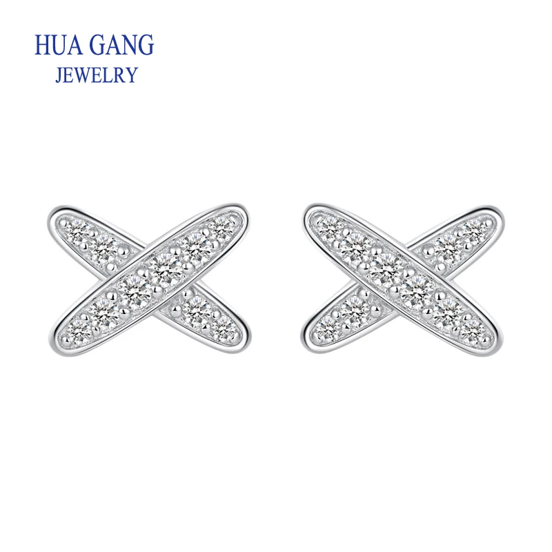 Moissanite X Stud Earrings Lab Created Moissanite Diamond Stud Earrings with 2 pieces Gift for Women Girl