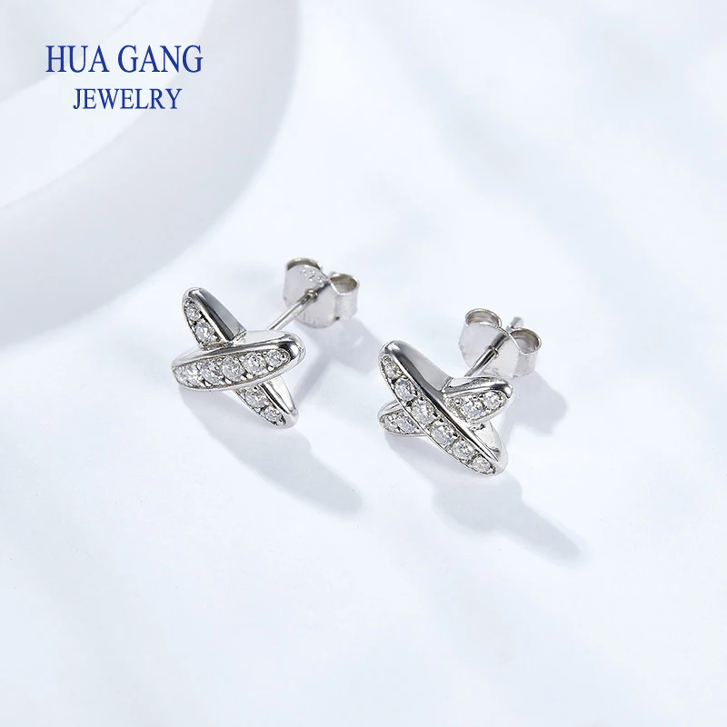 Moissanite X Stud Earrings Lab Created Moissanite Diamond Stud Earrings with 2 pieces Gift for Women Girl