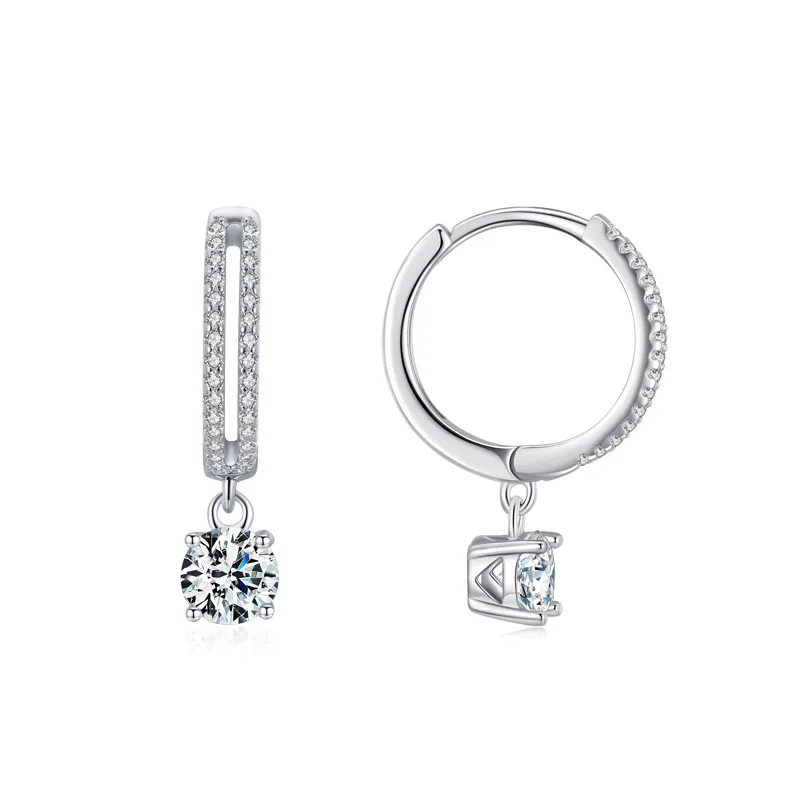 Solid 14K White Gold AU585 Platinum PT950 Temperament earrings female niche show senior real diamond earrings