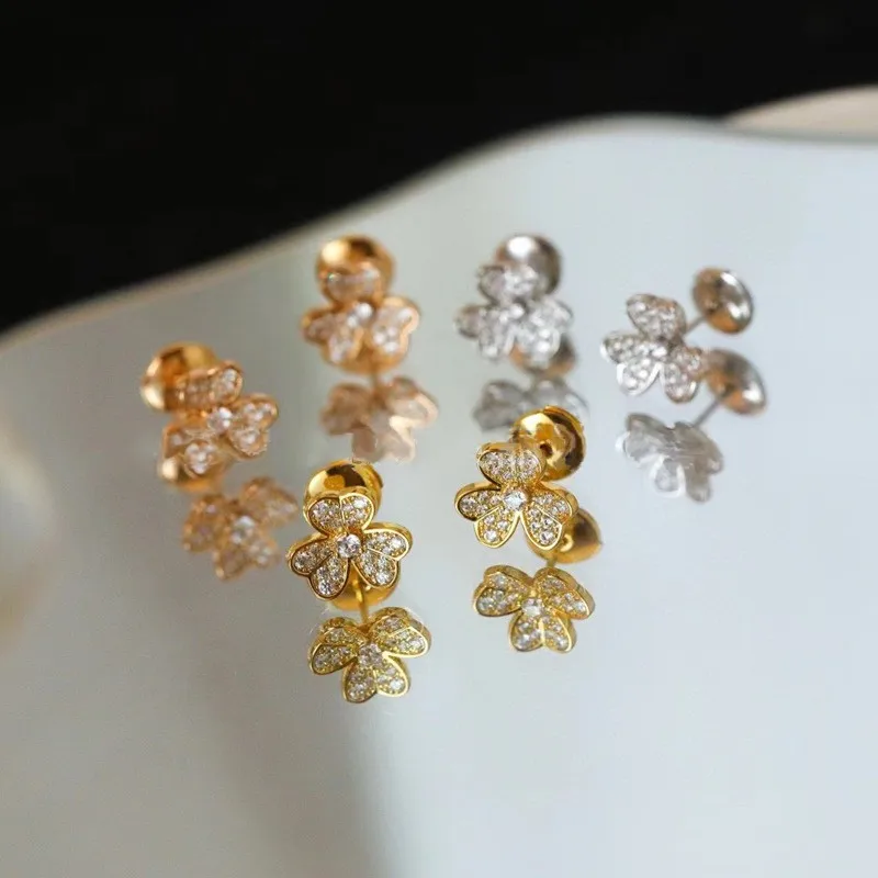 European Luxury Fashion Lucky Shine Gold Earrings For Women S925 Sterling Silver Sweet And Delicate UFO Earplugs Brand Jewelry